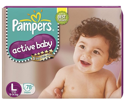 Pampers Active Baby Diapers, Large, 78 Count