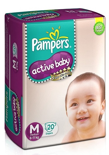 Pampers Active Baby Diapers, Medium, 20 Count