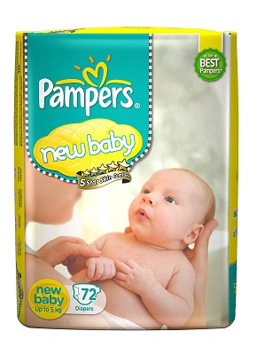 Pampers Active Baby Diapers, New Born, 72 Count