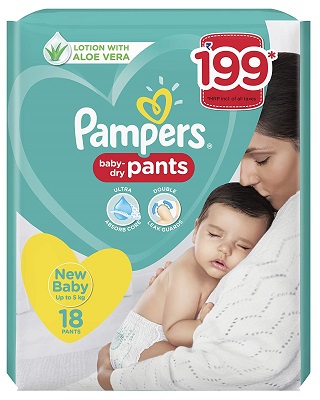 Pampers Diapers Pants, New Born (18 Count)