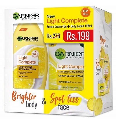 Garnier Light Complete UV Cream, 45g with Light Complete Lotion, 125ml