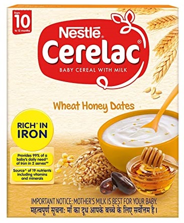 Nestle Cerelac Fortified Baby Cereal with Milk, Wheat Honey Dates – From 10 Months, 300g