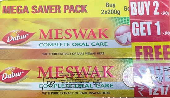 Dabur Meswak Pure Miswak Extract Complete Tooth & Gum Care Toothpaste 3X200gm