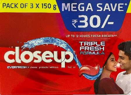 Closeup Ever Fresh Red Hot Anti-Germ Gel Toothpaste 3X150G