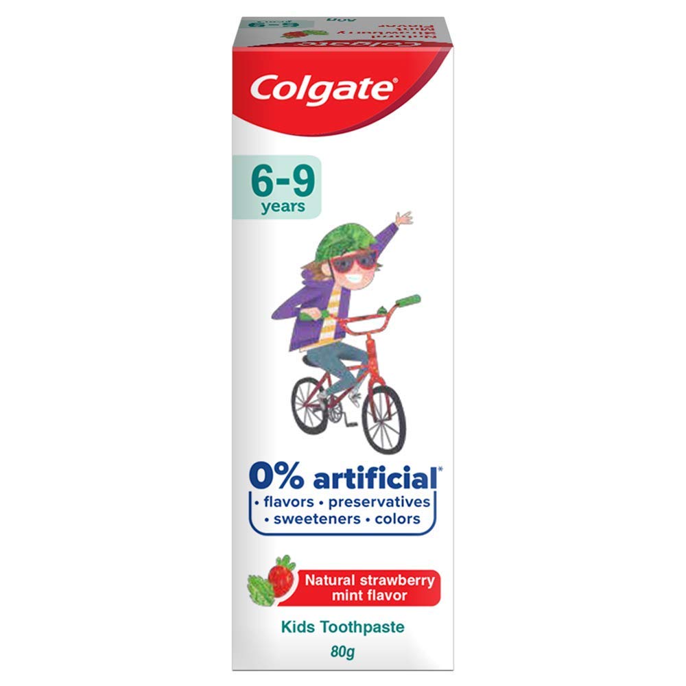 Colgate Kid's Toothpaste - 6-9 Years, Natural Strawberry Mint Flavour, 0% Artificial 80 g