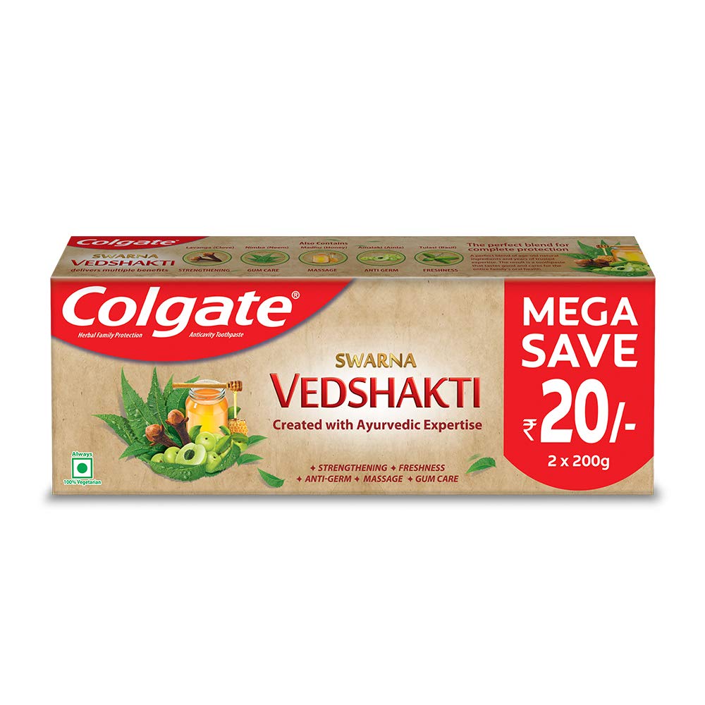 Colgate Swarna Vedshakti Ayurvedic Toothpaste with anti-germ properties for whole mouth protection - 400gm