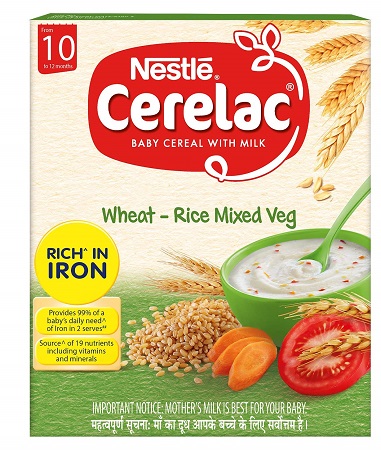 Nestlé CERELAC Baby Cereal with Milk, Wheat-Rice Mixed Veg – From 10 Months, 300g