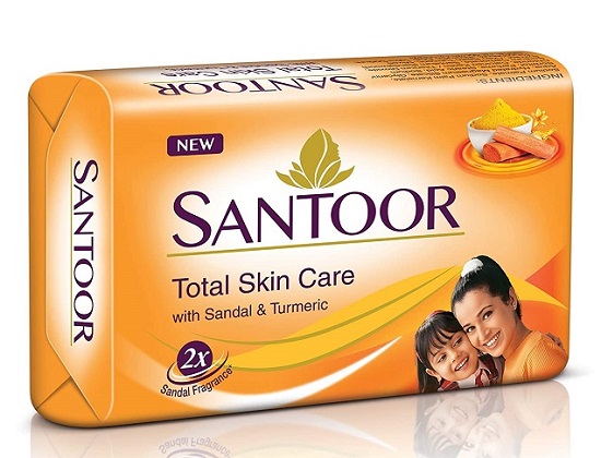 Santoor Sandal & Turmeric Soap for Total Skin Care, 100g