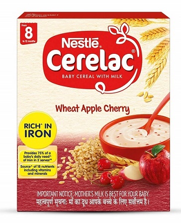 Nestlé CERELAC Baby Cereal with Milk, Wheat Apple Cherry – From 8 Months, 300g