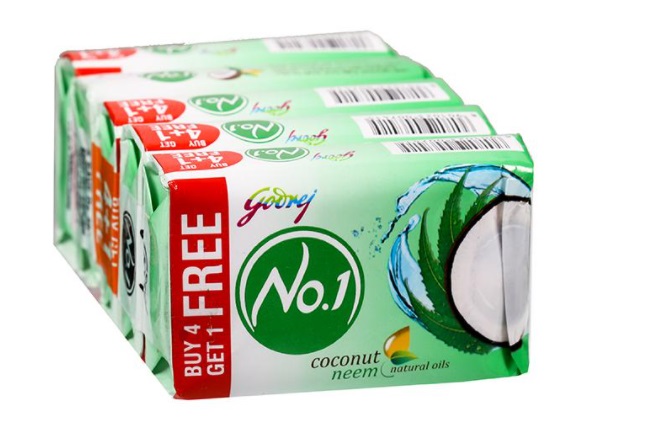 Godrej No.1 Coconut And Neem Soap (Buy 4 Get 1 Free) 5 x 100 g