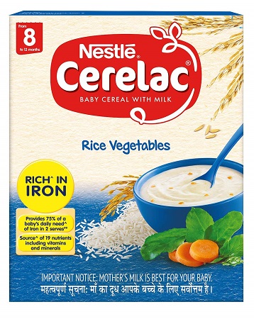 Nestlé CERELAC Baby Cereal with Milk, Rice Vegetables – From 8 Months, 300g