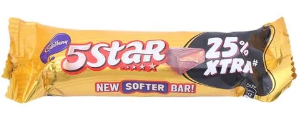 Cadbury 5 Star Chocolate Bar, 25g