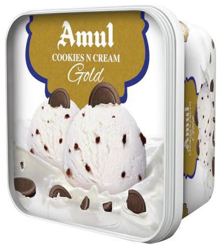 Amul Cookies N Cream Gold Ice Cream, 1 L Tub