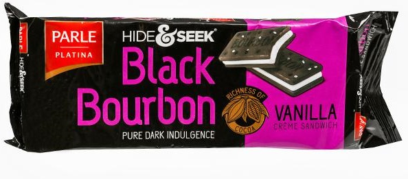 Parle Platina Hide & Seek Black Bourbon Vanilla Creme Sandwich Biscuits (Free 20% Extra) 100 g