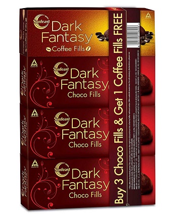 Sunfeast Dark Fantasy Choco Fills plus Coffee Fills Combo 75g (Buy 3 Get 1 Free)