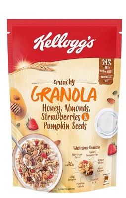 Kellogg's Crunchy Granola Honey, Almonds, Strawberries & Pumpkin Seeds, 450 g