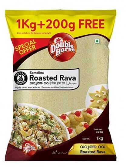 Double Horse Roasted Rava 1 kg+ 200gm Free