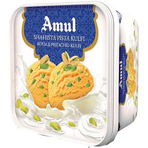 Amul Shahista Pista Kulfi Royae Pistacho Kulfi Ice Cream, 1 L Tub