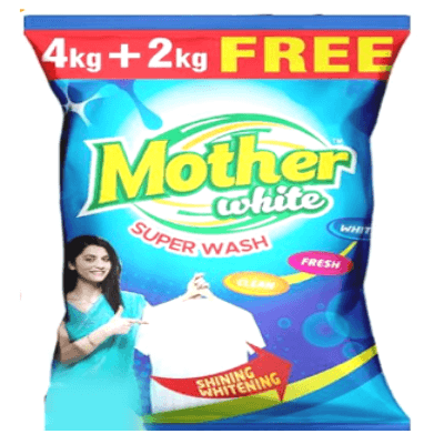 Mother White super wash Detergent Powder 4+2kg Free