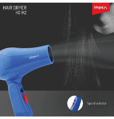 Impex  Foldable Handle Hair Dryer Blue