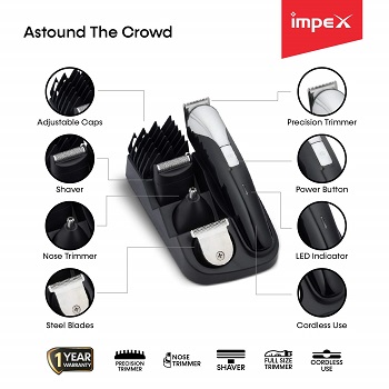 Impex GK 401 8-in-One Professional Multi Grooming and Trimmer Kit (Black)