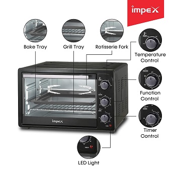 Impex 28-Litre IMOTG 28 Oven Toaster Grill (OTG) (Black)