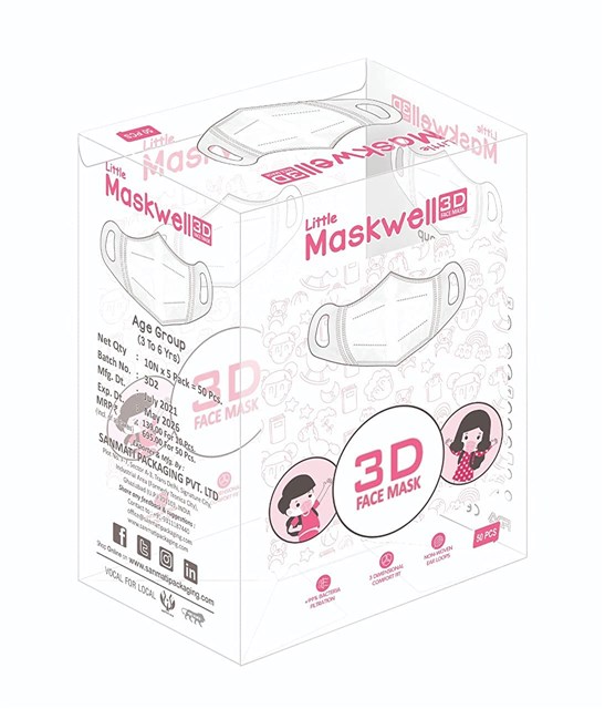 Maskwell 3D Kids Face Mask for 3-6 Years Age Group