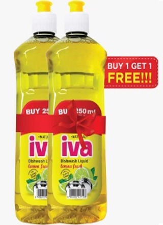 Iva Dish Wash Liquid Lemon 500ml Buy 1 Get 1 Free