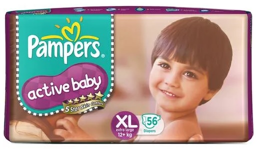 Pampers Active Baby Diapers -XL 56 Pieces