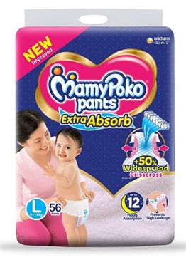 MamyPoko Pants Extra Absorb Baby Diaper, Large (Pack of 56)