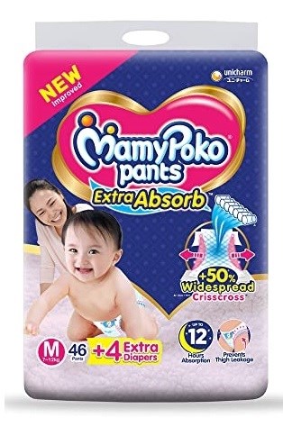 MamyPoko Pants Extra Absorb Diaper - Medium Size, Pack of  46+4 Diapers