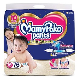 MamyPoko Pants Extra Absorb Baby Diaper, Medium (76)