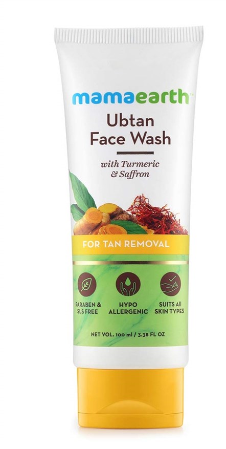 Mamaearth Ubtan Natural Face Wash for All Skin Type with Turmeric & Saffron for Tan removal and Skin brightning 100 ml - SLS & Paraben Free